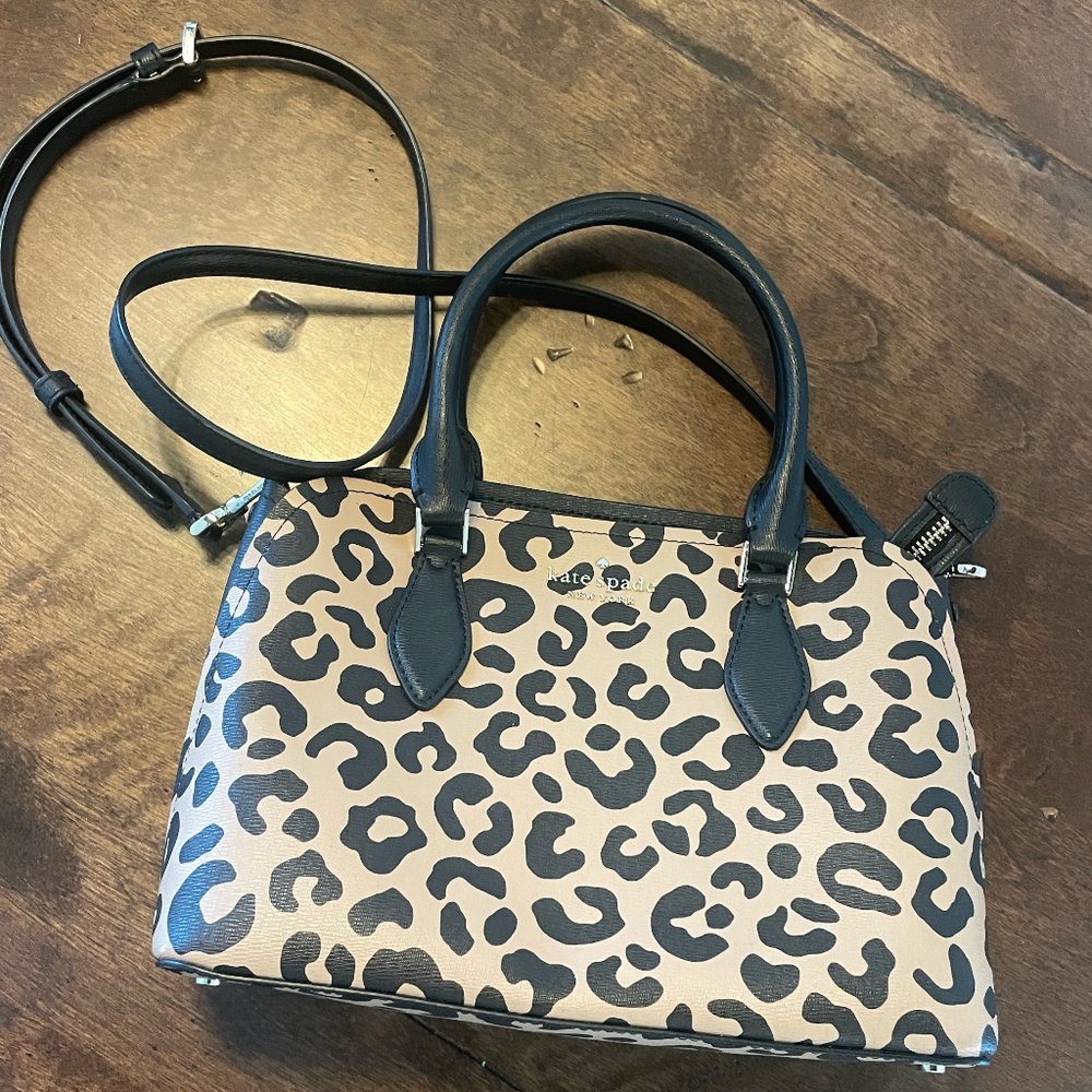 Classic Animal print Kate Spade handbag with crossbody strap